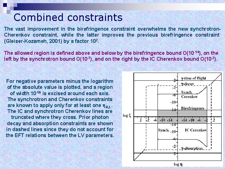 Combined constraints The vast improvement in the birefringence constraint overwhelms the new synchrotron. Cherenkov