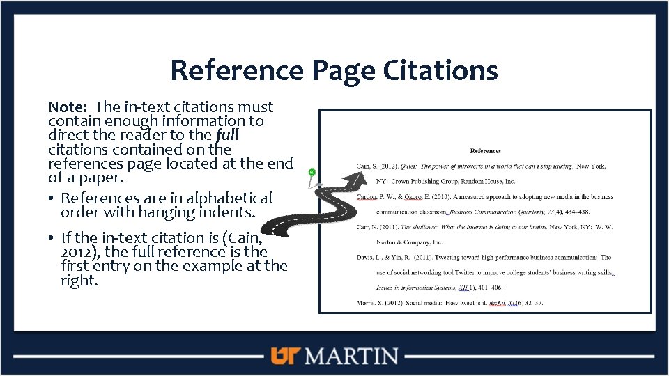 Reference Page Citations Note: The in-text citations must contain enough information to direct the