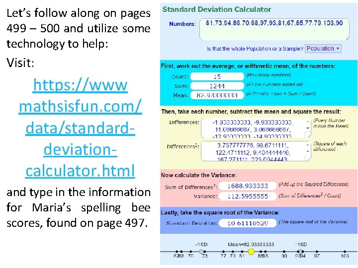 Let’s follow along on pages 499 – 500 and utilize some technology to help: