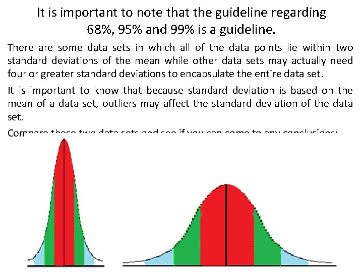 It is important to note that the guideline regarding 68%, 95% and 99% is