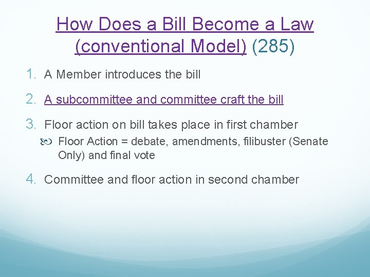How Does a Bill Become a Law (conventional Model) (285) 1. A Member introduces