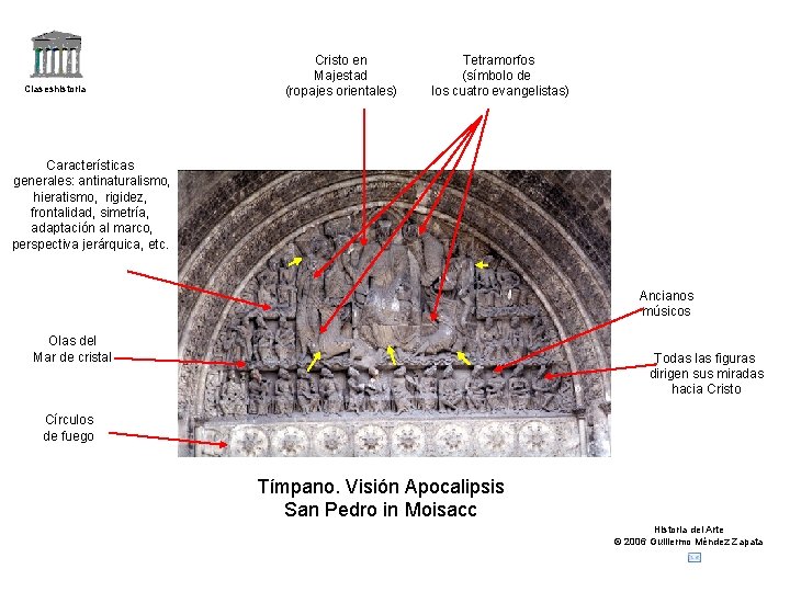 Claseshistoria Cristo en Majestad (ropajes orientales) Tetramorfos (símbolo de los cuatro evangelistas) Características generales: