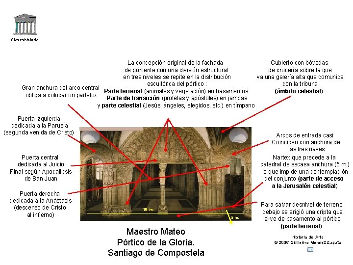 Claseshistoria La concepción original de la fachada Cubierto con bóvedas de poniente con una