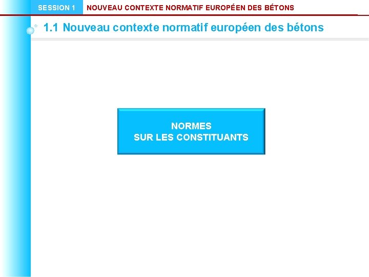 SESSION 1 NOUVEAU CONTEXTE NORMATIF EUROPÉEN DES BÉTONS 1. 1 Nouveau contexte normatif européen