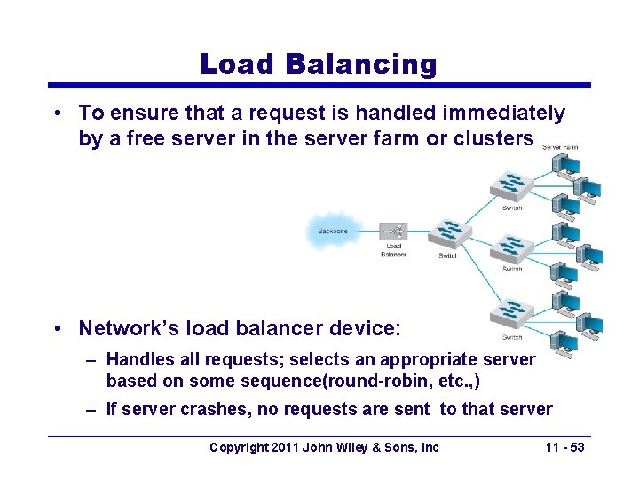 Load Balancing • To ensure that a request is handled immediately by a free