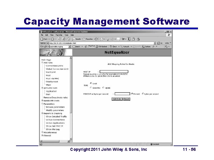 Capacity Management Software Copyright 2011 John Wiley & Sons, Inc 11 - 56 