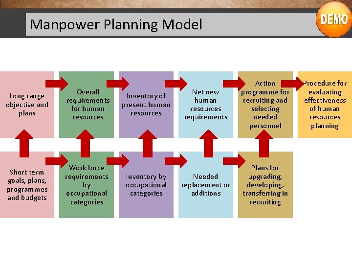 Manpower Planning Model Long range objective and plans Overall requirements for human resources Short