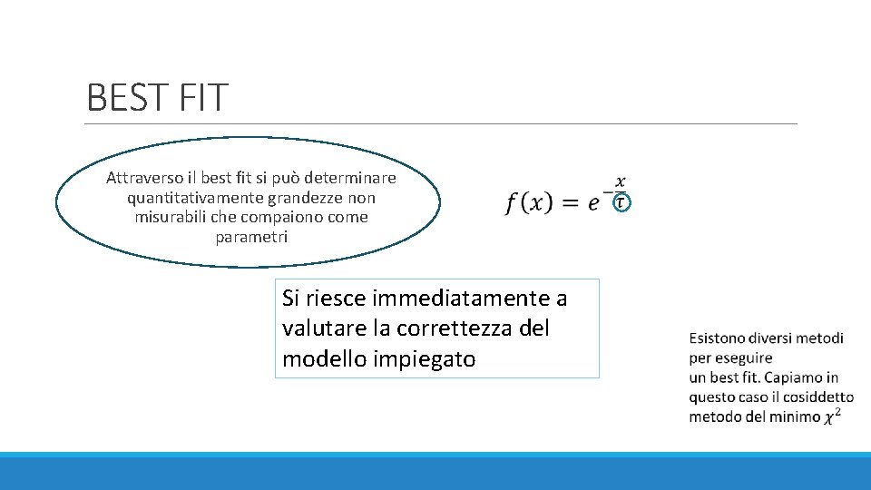 BEST FIT Attraverso il best fit si può determinare quantitativamente grandezze non misurabili che