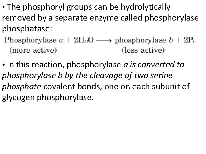  • The phosphoryl groups can be hydrolytically removed by a separate enzyme called