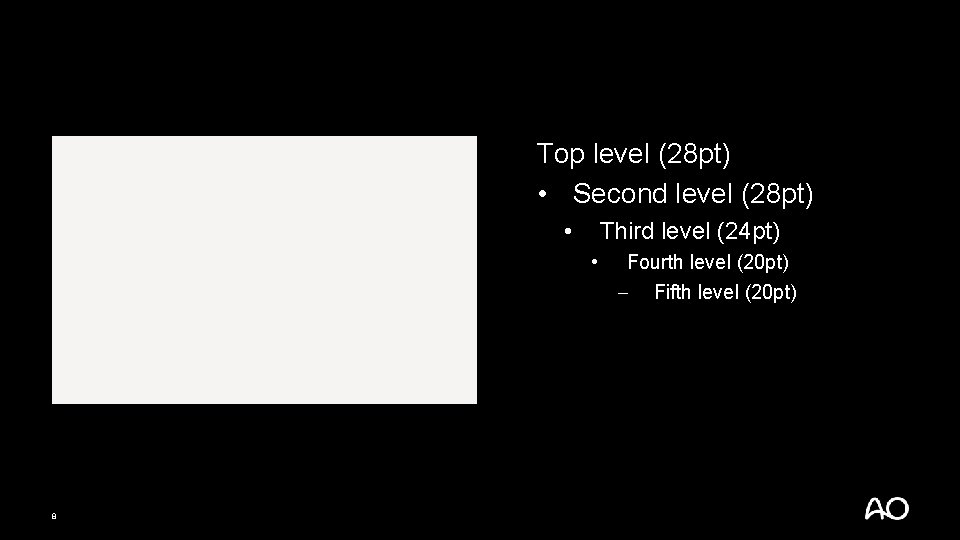 Top level (28 pt) • Second level (28 pt) • Third level (24 pt)