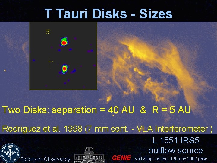 T Tauri Disks - Sizes Two Disks: separation = 40 AU & R =