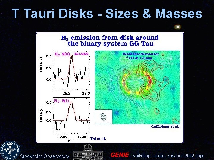 T Tauri Disks - Sizes & Masses Stockholm Observatory GENIE - workshop: Leiden, 3