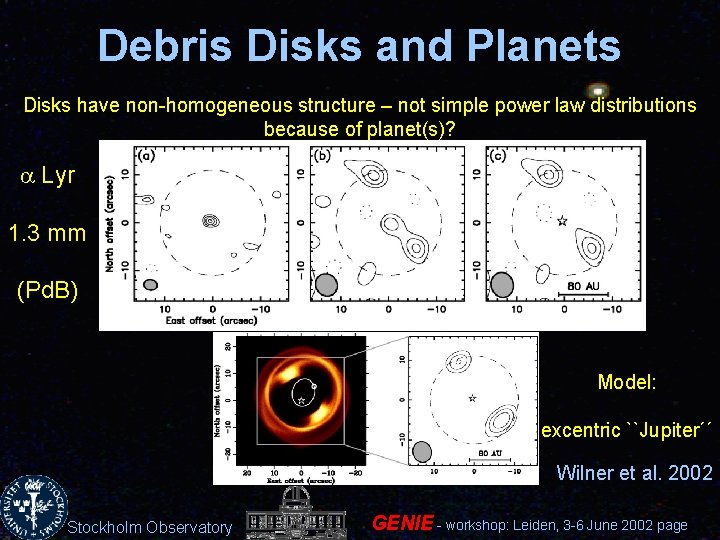 Debris Disks and Planets Disks have non-homogeneous structure – not simple power law distributions