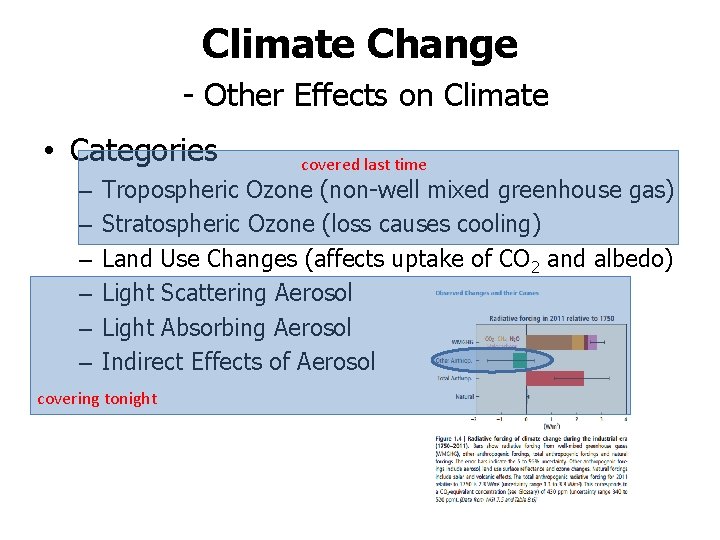 Climate Change - Other Effects on Climate • Categories – – – covered last