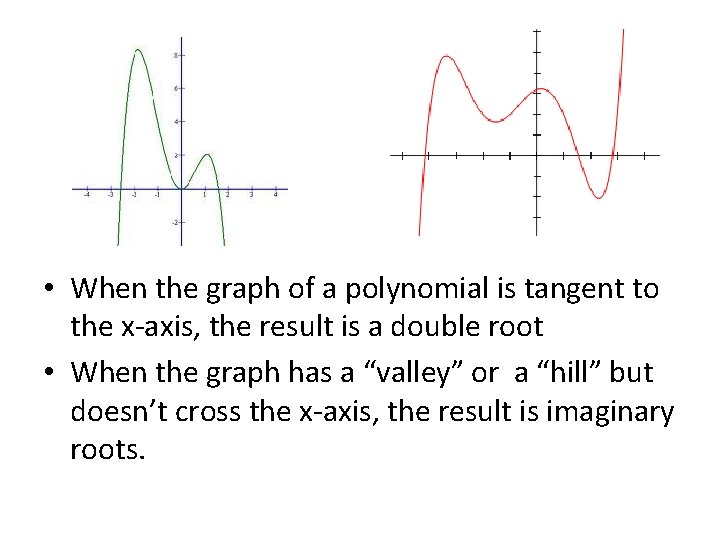  • When the graph of a polynomial is tangent to the x-axis, the