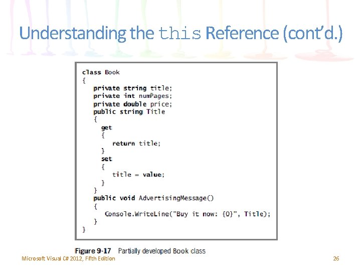 Understanding the this Reference (cont’d. ) Microsoft Visual C# 2012, Fifth Edition 26 Understanding the this Reference (cont’d. ) Microsoft Visual C# 2012, Fifth Edition 26