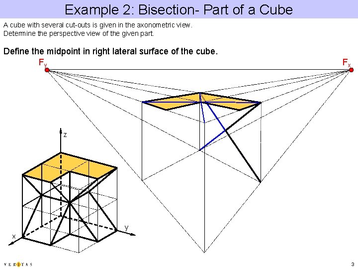 Example 2: Bisection- Part of a Cube A cube with several cut-outs is given