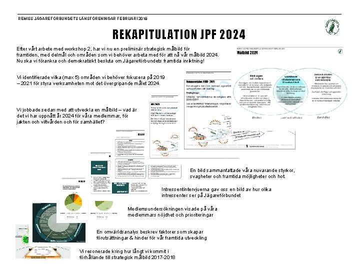 REMISS JÄGAREFÖRBUNDETS LÄNSFÖRENINGAR FEBRUARI 2018 REKAPITULATION JPF 2024 Efter vårt arbete med workshop 2,