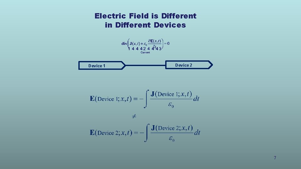 Electric Field is Different in Different Devices Device 1 Device 2 7 