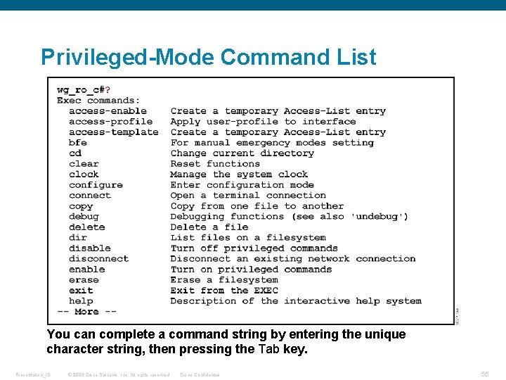 Privileged-Mode Command List You can complete a command string by entering the unique character