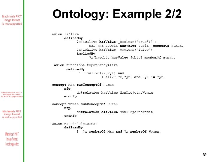 Ontology: Example 2/2 32 