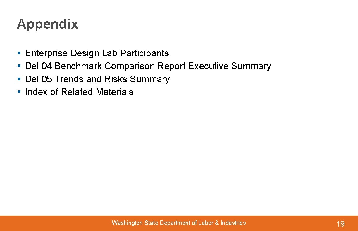 Appendix § § Enterprise Design Lab Participants Del 04 Benchmark Comparison Report Executive Summary