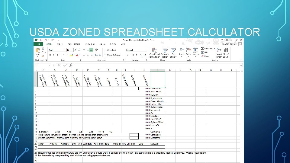 USDA ZONED SPREADSHEET CALCULATOR 