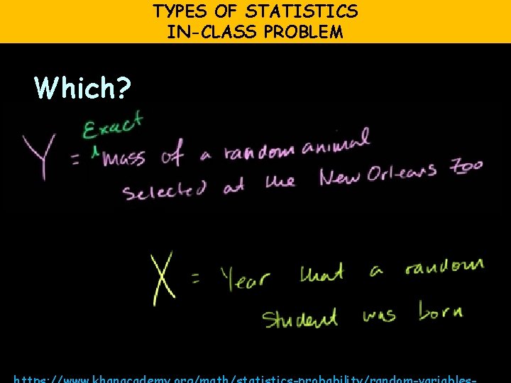 TYPES OF STATISTICS IN-CLASS PROBLEM Which? 