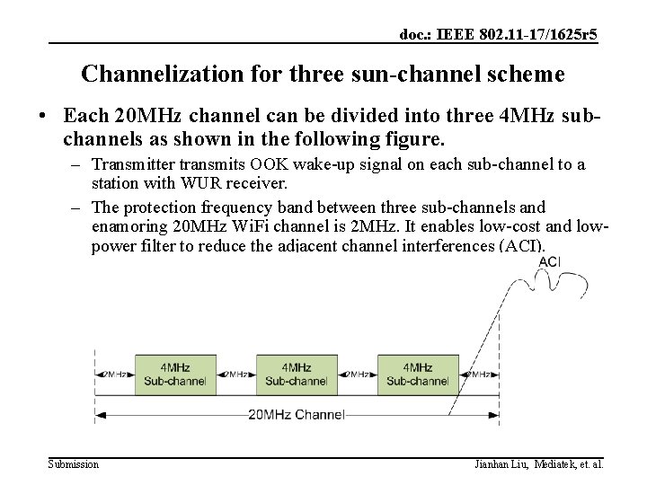 doc. : IEEE 802. 11 -17/1625 r 5 Channelization for three sun-channel scheme •