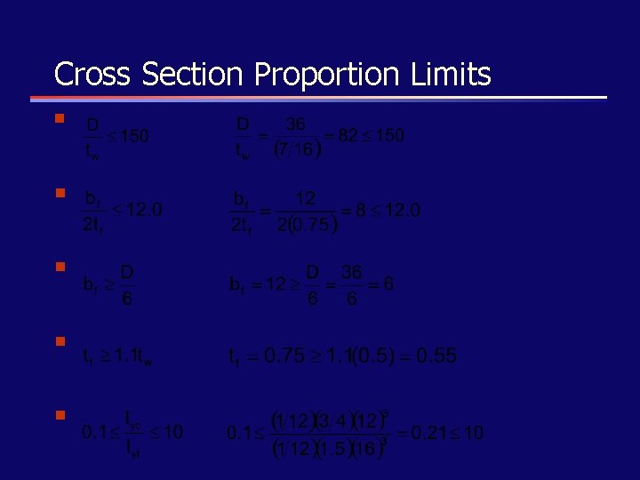 Cross Section Proportion Limits n n n 