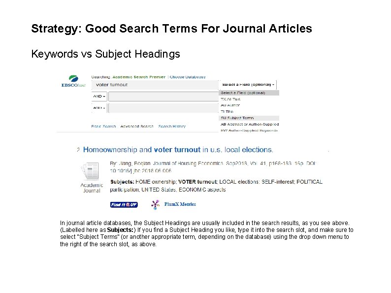 Strategy: Good Search Terms For Journal Articles Keywords vs Subject Headings In journal article