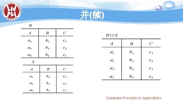 并(续) Database Principles & Applications 