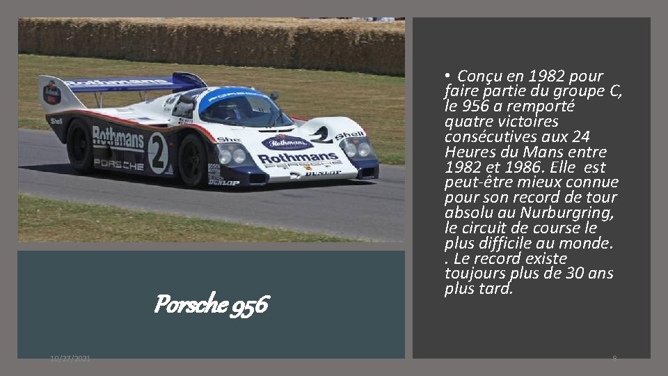 Porsche 956 10/27/2021 • Conçu en 1982 pour faire partie du groupe C, le