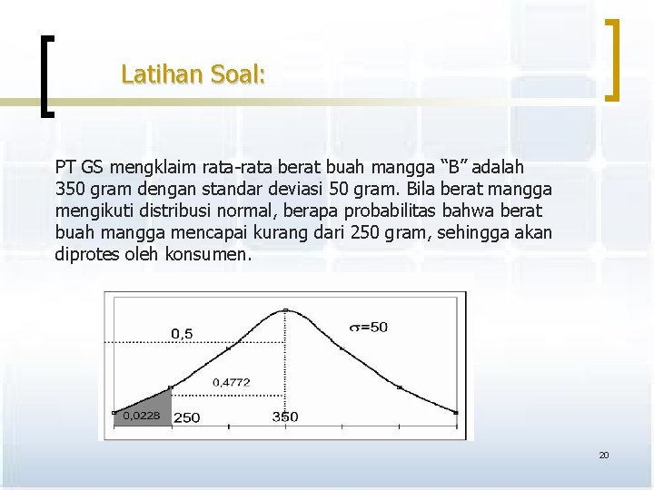 Latihan Soal: PT GS mengklaim rata-rata berat buah mangga “B” adalah 350 gram dengan