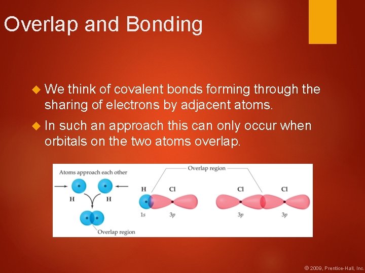 Overlap and Bonding We think of covalent bonds forming through the sharing of electrons