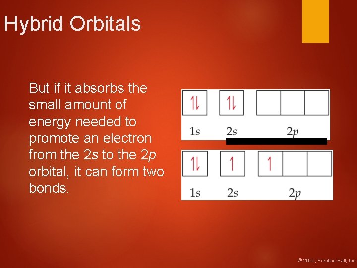 Hybrid Orbitals But if it absorbs the small amount of energy needed to promote