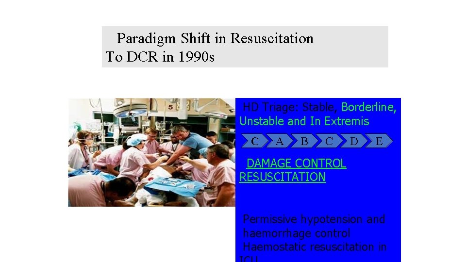Paradigm Shift in Resuscitation To DCR in 1990 s HD Triage: Stable, Borderline, Unstable