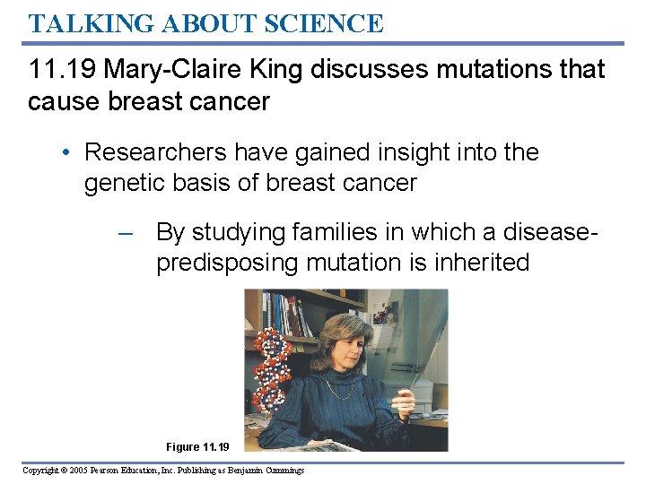 TALKING ABOUT SCIENCE 11. 19 Mary-Claire King discusses mutations that cause breast cancer •