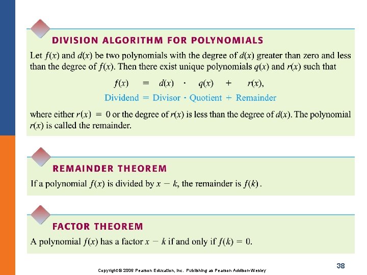 Copyright © 2006 Pearson Education, Inc. Publishing as Pearson Addison-Wesley 38 
