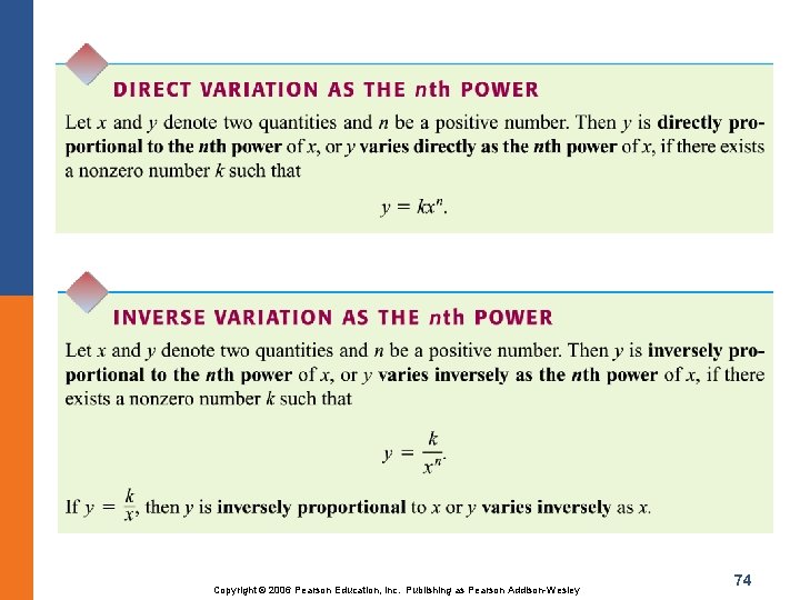 Copyright © 2006 Pearson Education, Inc. Publishing as Pearson Addison-Wesley 74 