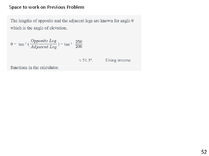 Space to work on Previous Problem 52 