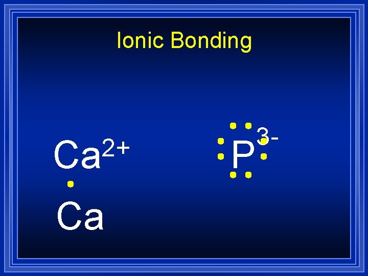 Ionic Bonding 2+ Ca Ca P 3 - 