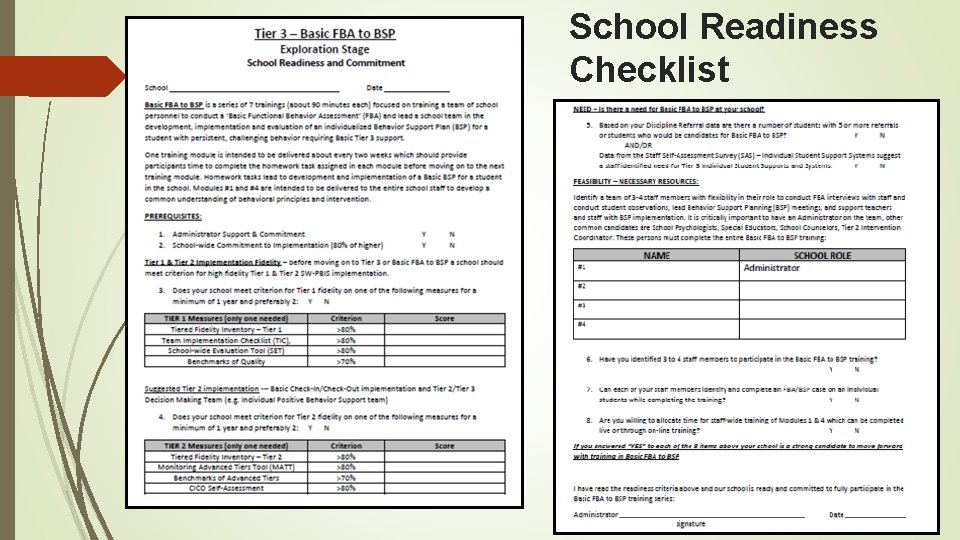 School Readiness Checklist 