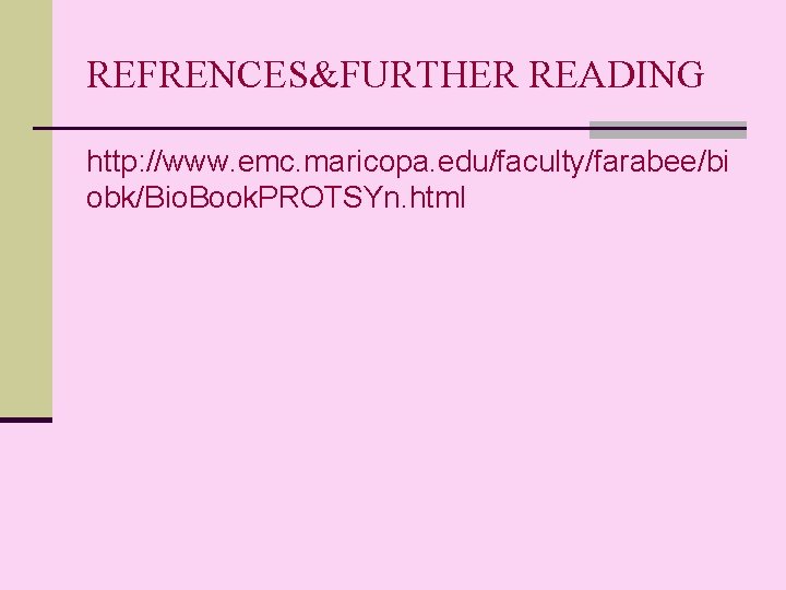 REFRENCES&FURTHER READING http: //www. emc. maricopa. edu/faculty/farabee/bi obk/Bio. Book. PROTSYn. html 