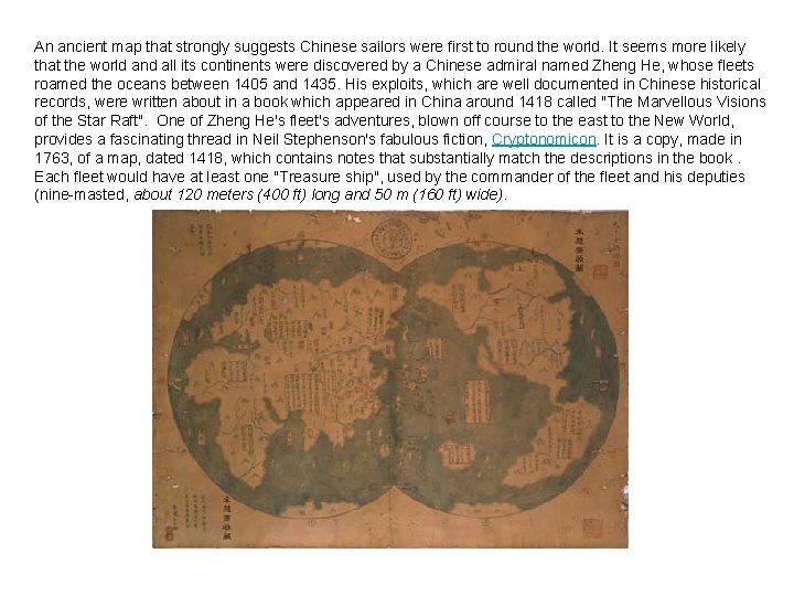 An ancient map that strongly suggests Chinese sailors were first to round the world.