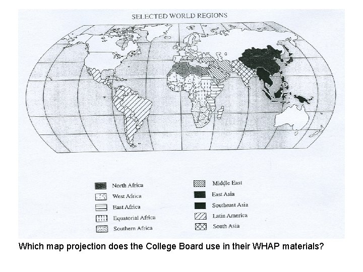 Which map projection does the College Board use in their WHAP materials? 