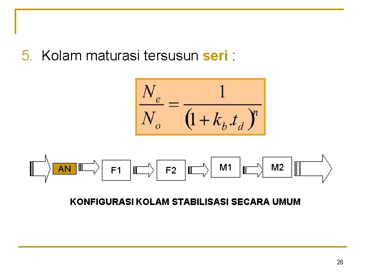 5. Kolam maturasi tersusun seri : AN F 1 F 2 M 1 M