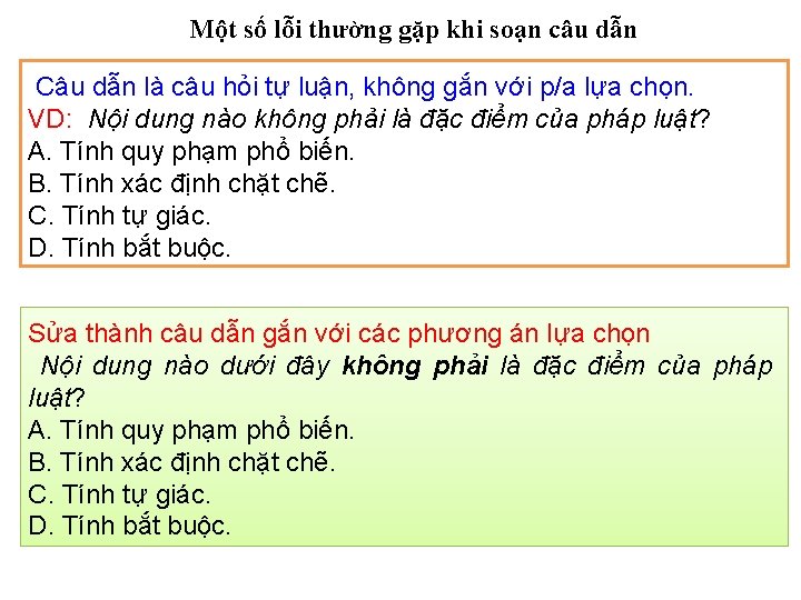 Một số lỗi thường gặp khi soạn câu dẫn Câu dẫn là câu hỏi