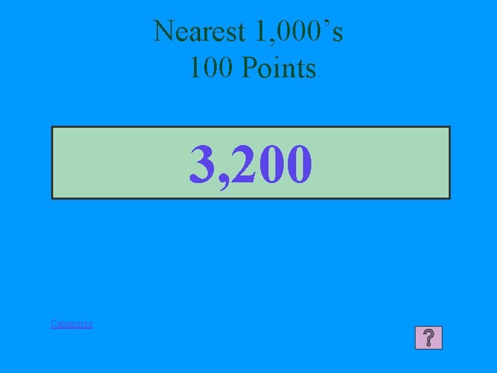 Nearest 1, 000’s 100 Points 3, 200 Categories 