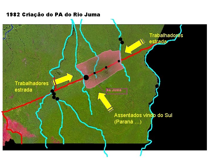 1982 Criação do PA do Rio Juma Trabalhadores estrada PA JUMA Assentados vindo do